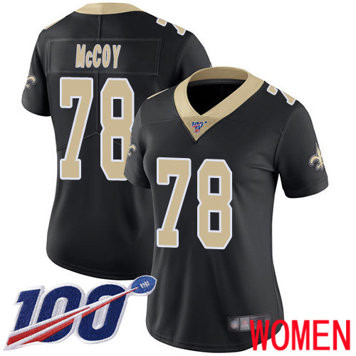 New Orleans Saints Limited Black Women Erik McCoy Home Jersey NFL Football #78 100th Season Vapor Untouchable Jersey->nfl t-shirts->Sports Accessory